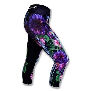 INKnBURN Calavera Flower Skeleton Capris Size 1O Halloween Day of Dead Running
